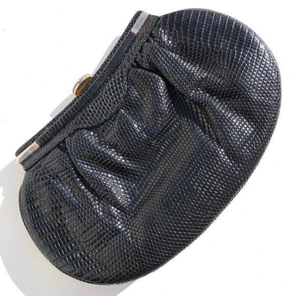 Parri Firenze clutch evening bag black snake embossed crossbody bag vintage prom